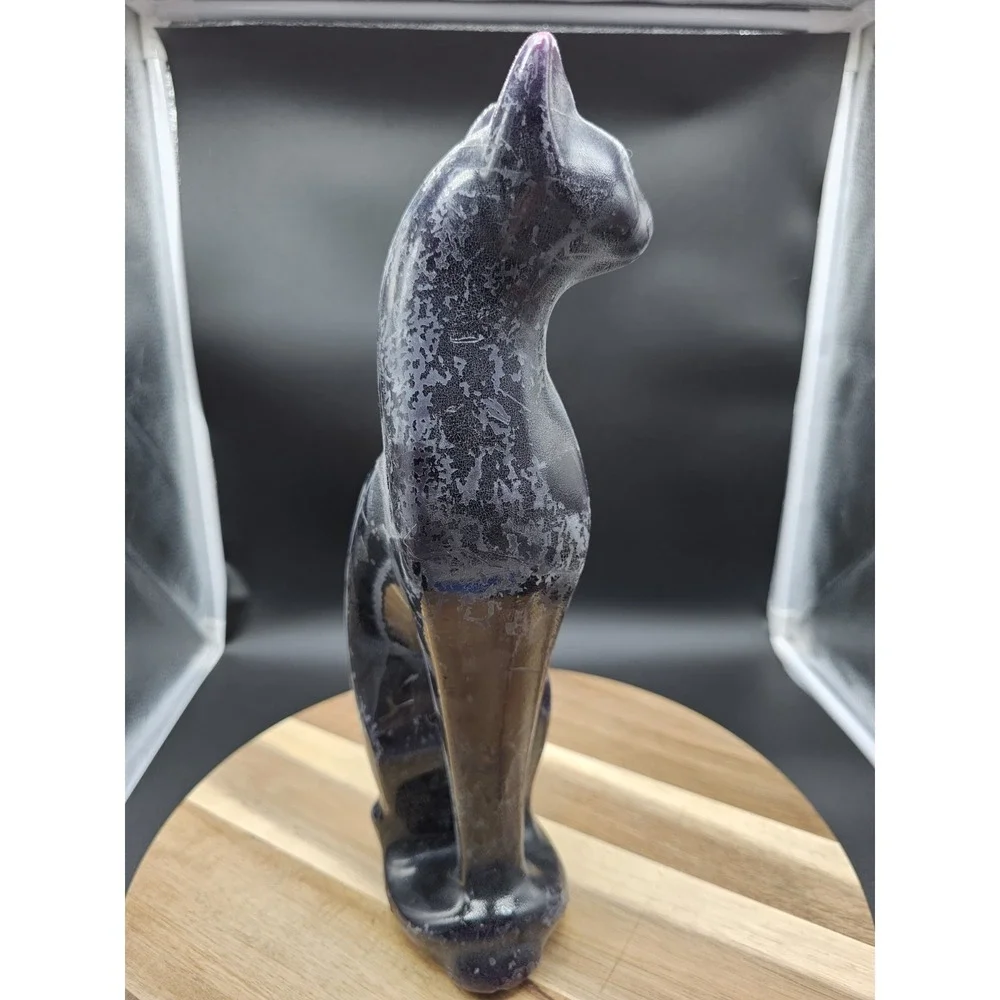 Vintage MCM Standing‎ Purple Cat Candle ~ Halloween